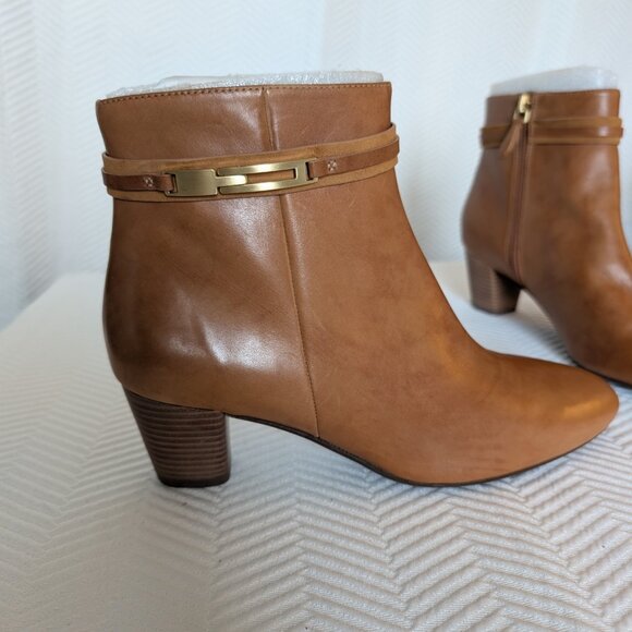 ECCO Pleven Ankle Boots Tan Brown Leather Size 40 US 9 – 9.5 New - Picture 1 of 13